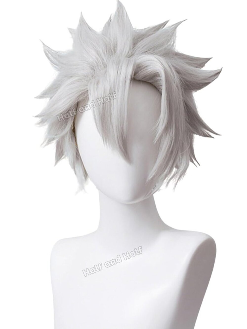 Women's Silver White 39 Inch Cosplay Platinum Blonde Wigs With Side Part Bangs